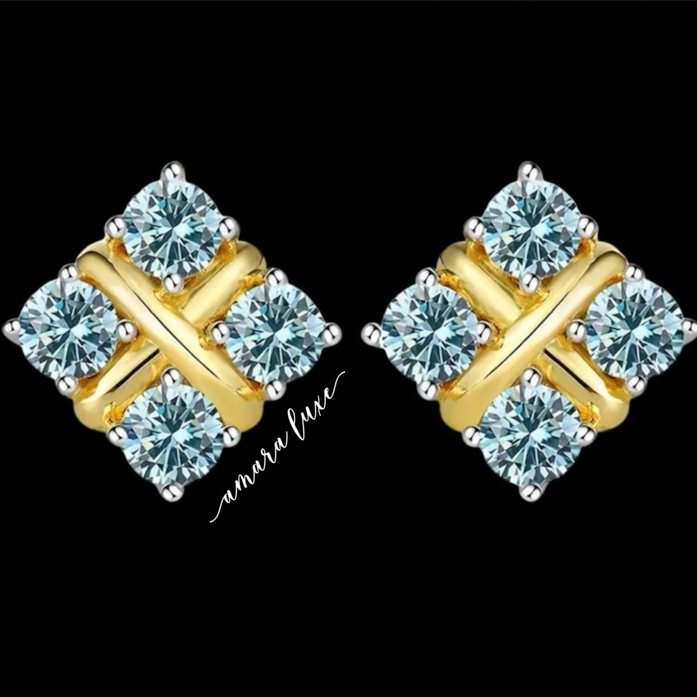 Gold Moissanite Stud Earrings